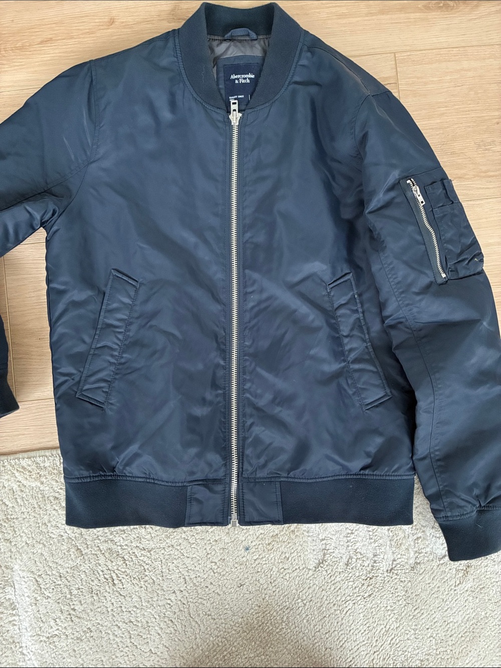 Abercrombie & Fitch Men's Dark Navy Bomber Jacket